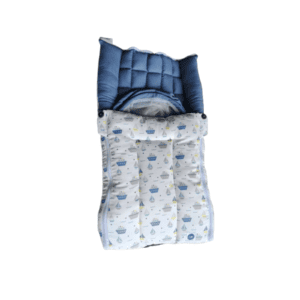 Softnest baby nest cum bed with Muslin fabric and kapok (Ilavampanju) silk filling ( Blue Ship )