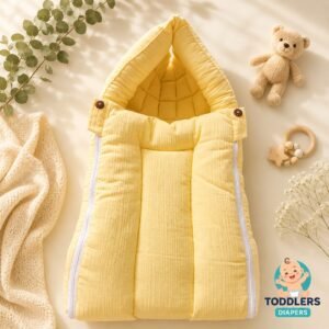 Softnest baby nest cum bed with Muslin fabric and kapok (Ilavampanju) silk filling ( Yellow )