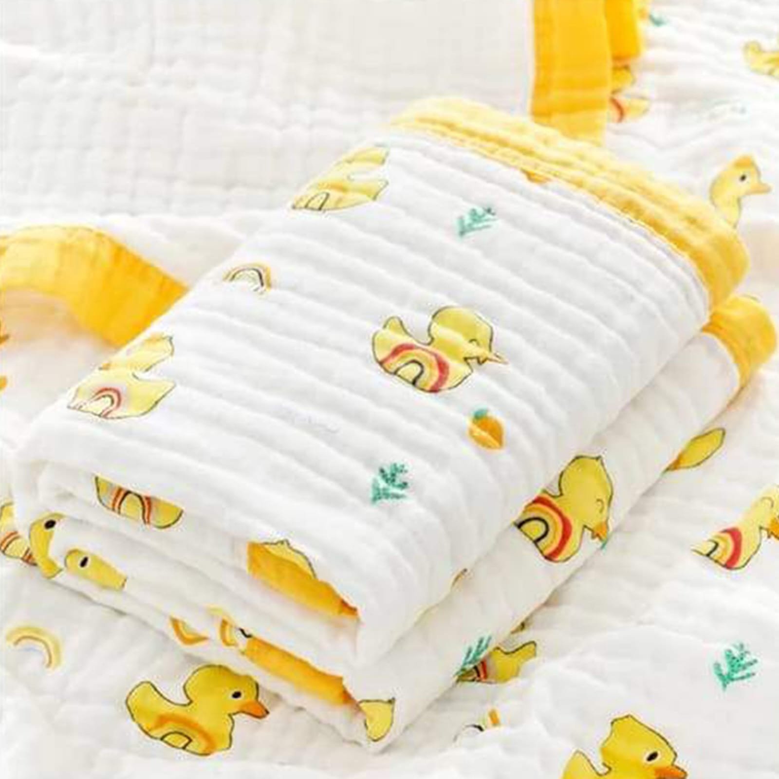 6 Layer Muslin Baby Blankets (Duck Yellow)