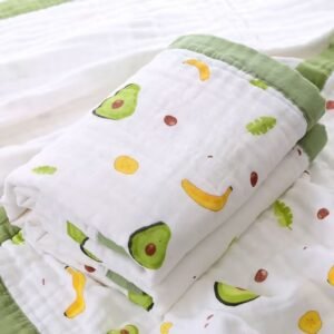 6 Layer Muslin Baby Blankets ( Avacado Green )