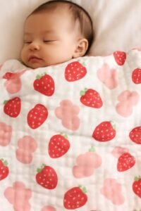 6 Layer Muslin Baby Blankets ( Strawberry )