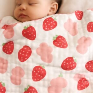6 Layer Muslin Baby Blankets ( Strawberry )