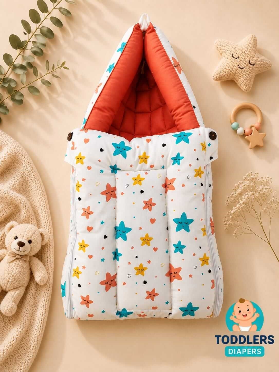 Softnest baby nest cum bed with Muslin fabric and kapok silk (Ilavampanju) filling ( Star)
