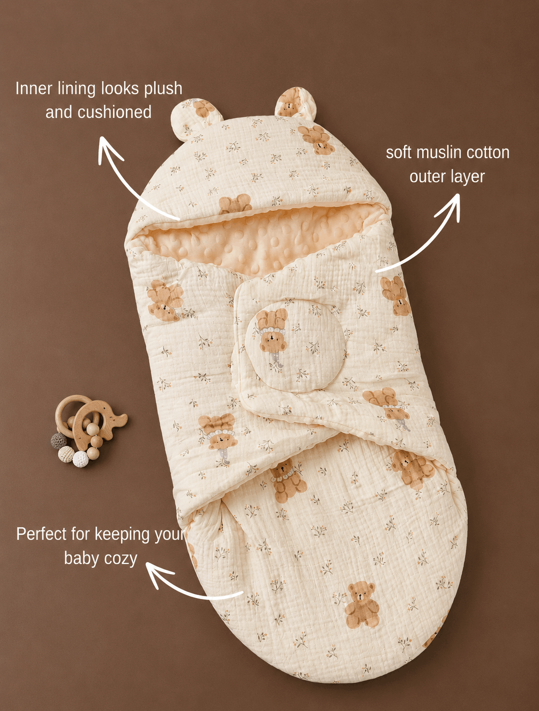 Muslin Baby Carry Bed ( Teddy ) - Image 2