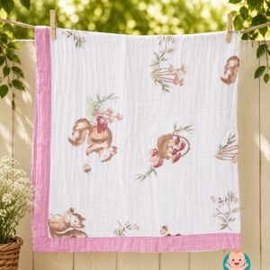 6 Layer Muslin Baby Blankets ( Rabit & Mushroom )