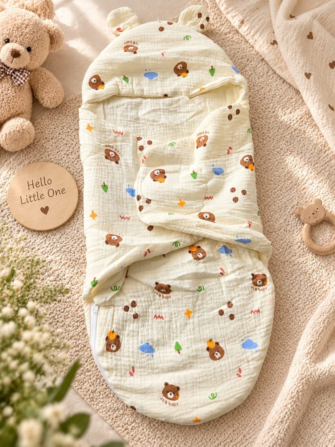 Muslin Sleeping Bag ( Bear Face )