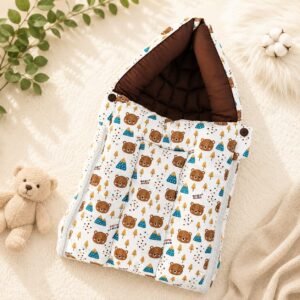 Softnest baby nest cum bed with Muslin fabric and kapok (Ilavampanju) silk filling ( Brown )