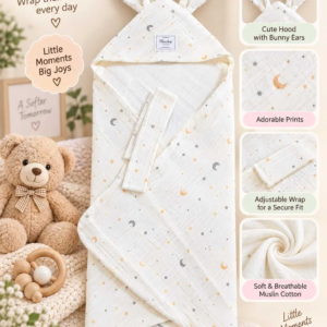 Hooded Swaddle | Baby Wrapper (Moon)