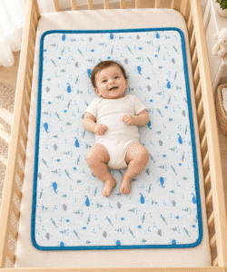 Cotton Baby Bed Protector (Fish Print)