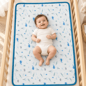 Cotton Baby Bed Protector (Fish Print)