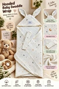 Hooded Swaddle | Baby Wrapper (Moon)