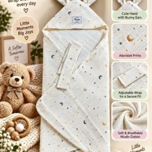 Hooded Swaddle | Baby Wrapper (Moon)
