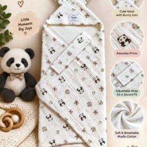 Hooded Swaddle | Baby Wrapper (Panda)