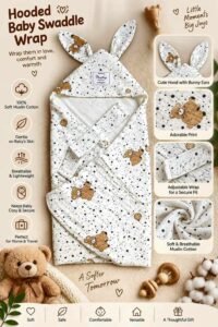 Hooded Swaddle | Baby Wrapper ( Bear)