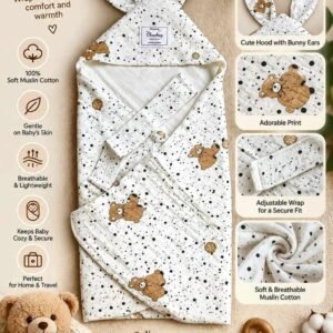 Hooded Swaddle | Baby Wrapper ( Bear)