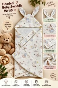 Hooded Swaddle | Baby Wrapper (Happy)