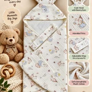 Hooded Swaddle | Baby Wrapper (Happy)