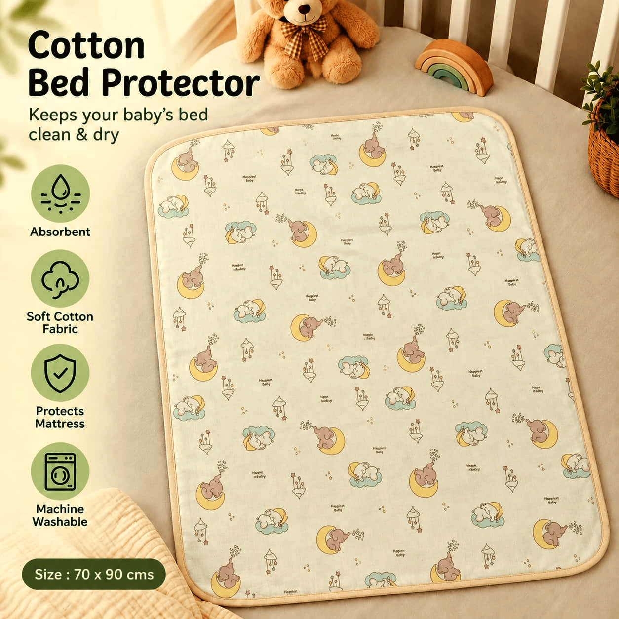 Cotton Baby Bed Protector (Jumbo)
