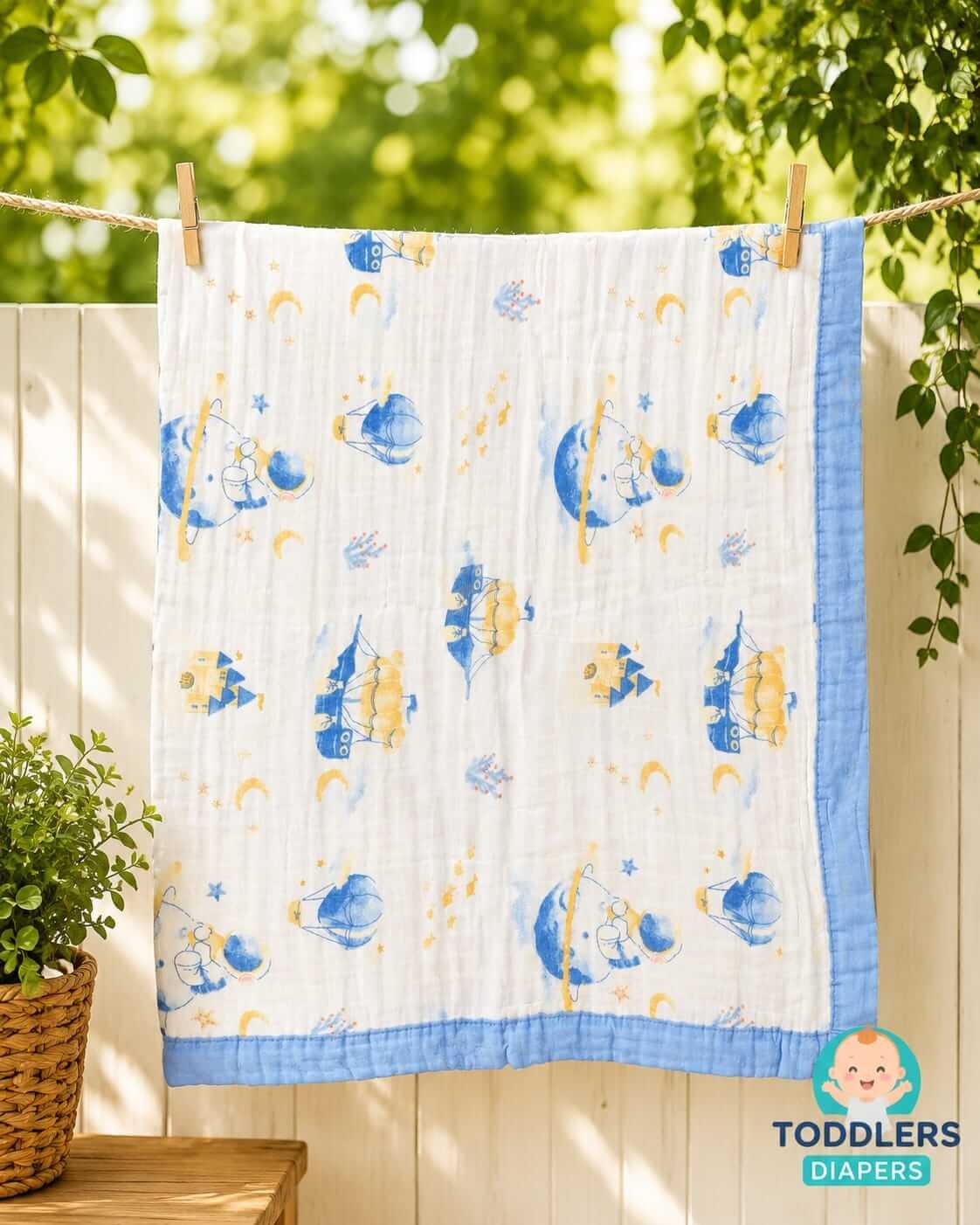 6 Layer Muslin Baby Blankets (Blue Ship)