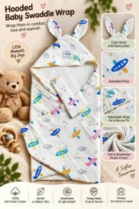 Hooded Swaddle | Baby Wrapper (Plane)