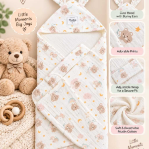 Hooded Swaddle | Baby Wrapper (Pussy)