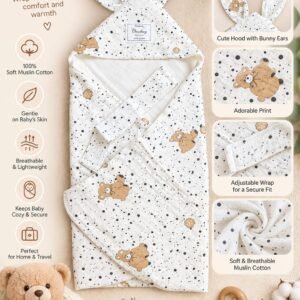Hooded Swaddle | Baby Wrapper ( Bear)