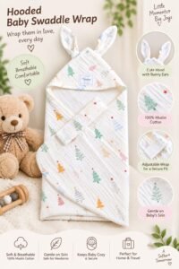 Hooded Swaddle | Baby Wrapper (Tree)